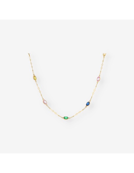 Gargantilla 44cm en oro 18kt con piedras semipreciosas