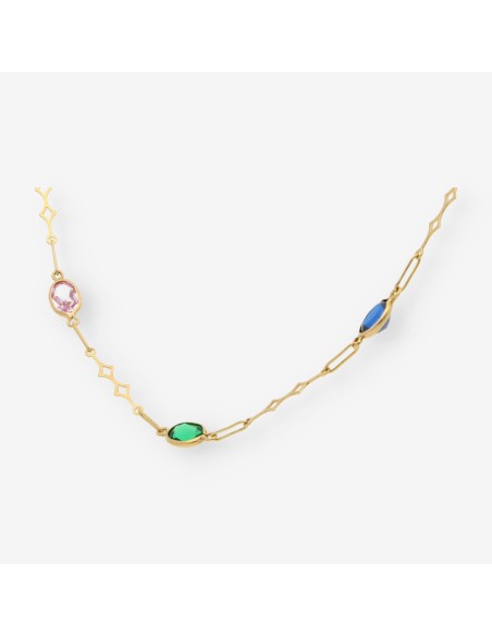Gargantilla 44cm en oro 18kt con piedras semipreciosas