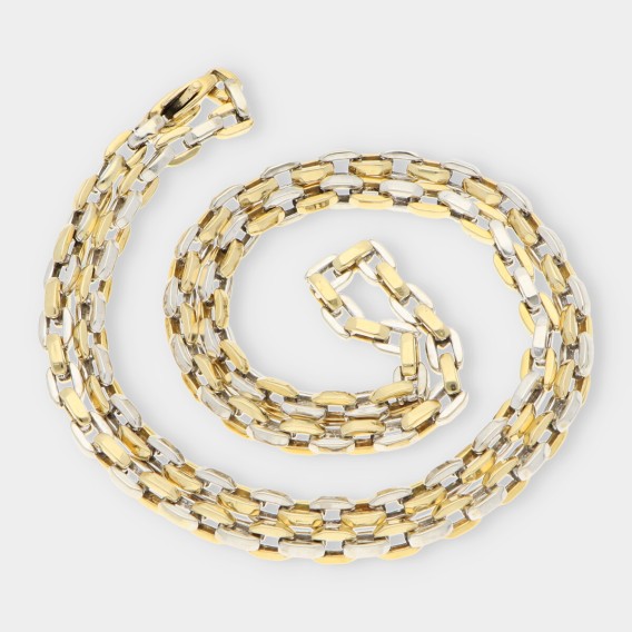 Cadena forzada en oro bicolor 18kt
