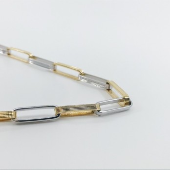 Cadena forzada con eslabones largos en oro bicolor 18kt 2