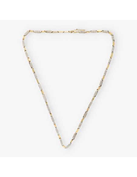 Cadena 74cm en oro bicolor 18kt con brillantes