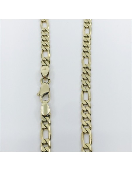 Cadena barbada alterna 4x1 en oro 18kt