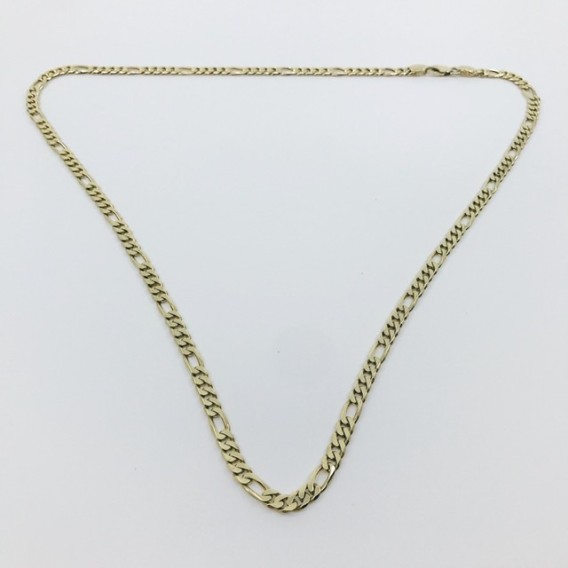 Cadena barbada alterna 4x1 en oro 18kt