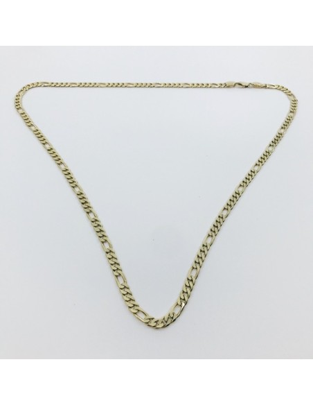 Cadena barbada alterna 4x1 en oro 18kt