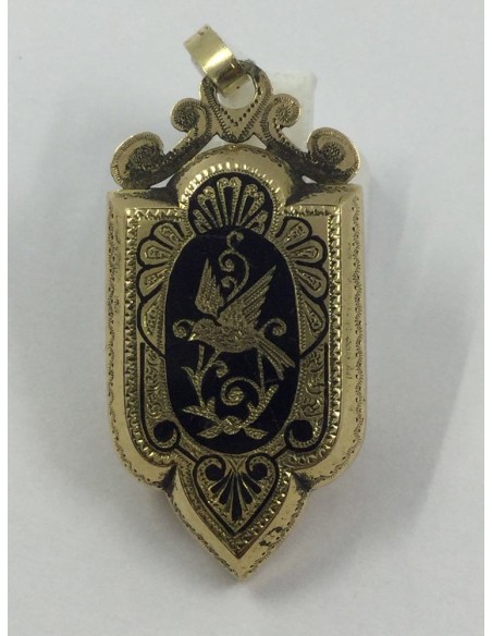 Colgante porta fotos de oro y esmalte