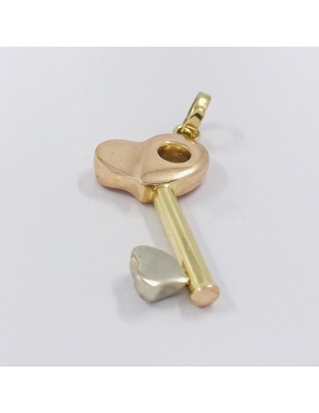 Colgante llave corazÃ³n en oro18kt