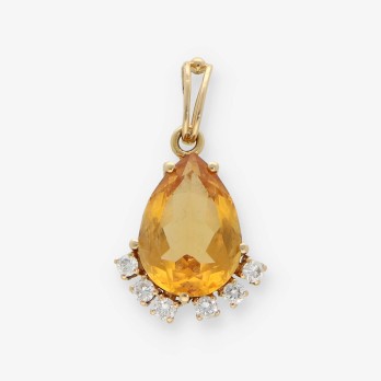 Colgante en oro 18kt con topacio y brillantes