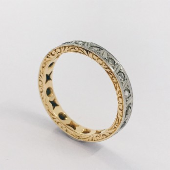 Anillo vintage bicolor en oro 18kt con diamantes 2