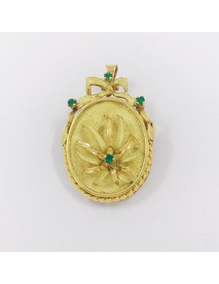 Broche colgante en oro y piedras de color