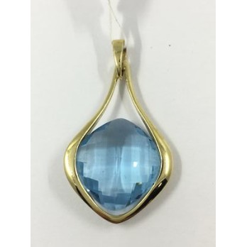 Colgante de oro y piedra azul facetada