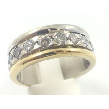 Anillo alianza en oro y brillantes