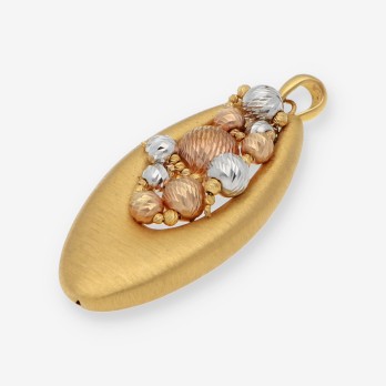 Colgante con bolas en oro tricolor 18kt 2