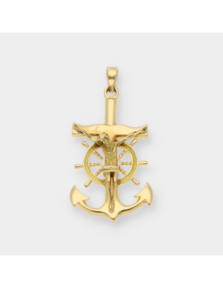 Colgante Ancla con cristo en oro 18kt