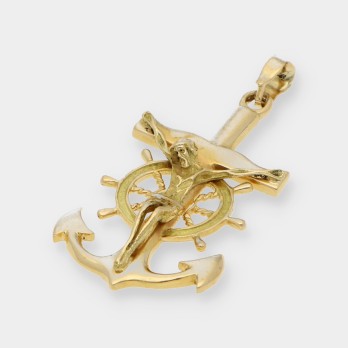 Colgante Ancla con cristo en oro 18kt 2