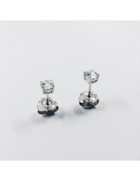 Pendientes dormilonas en oro blanco y brillantes