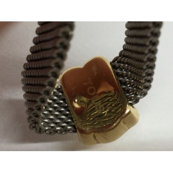 Sortija Tous en acero y oro figura osito 18k 2