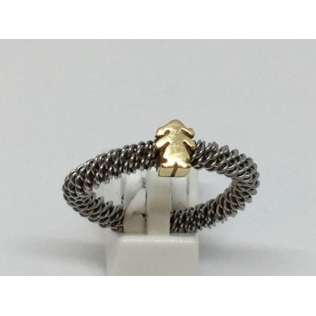 Sortija Tous en acero y oro amarillo y figura niÃ±a