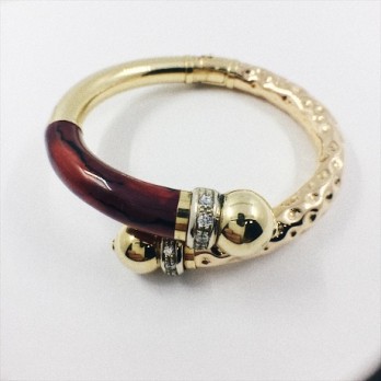 Pulsera esclava en oro, laca y brillantes 2