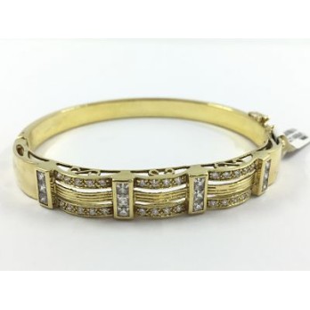 Pulsera esclava de oro y circonitas