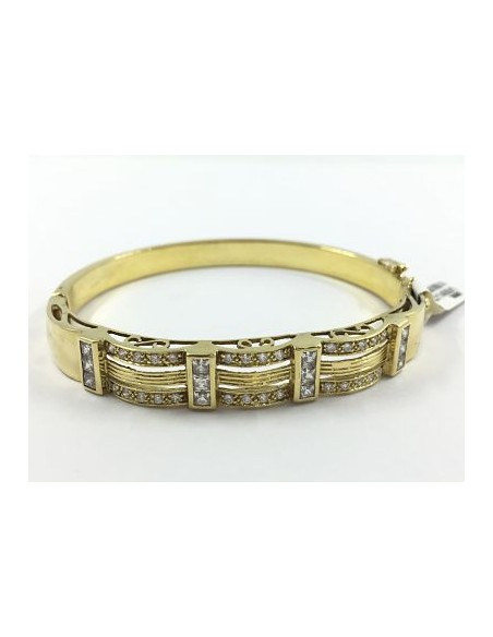 Pulsera esclava de oro y circonitas