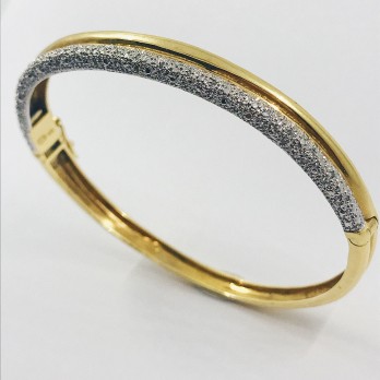 Esclava bicolor en oro blanco y amarillo con brillantes. 2