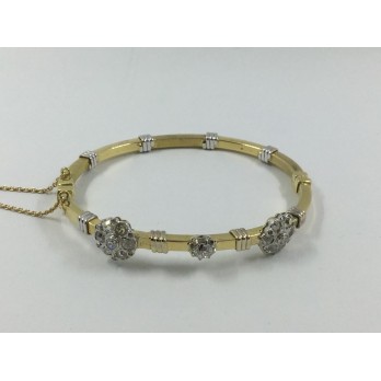 Pulsera esclava en oro y flores con brillantes 2