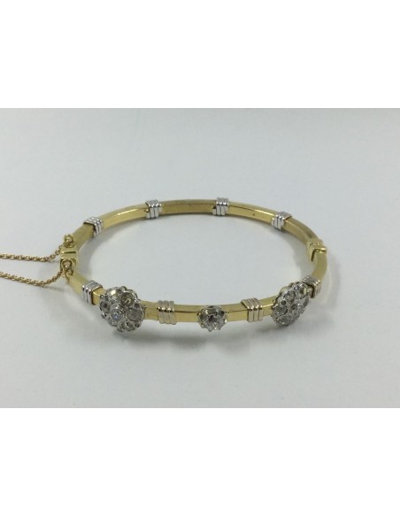 Pulsera esclava en oro y flores con brillantes