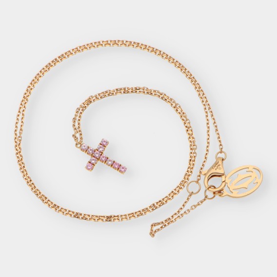 Collar Cartier en oro amarillo 18kt con zafiro rosa