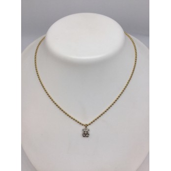 Colgante Tous en forma de osito en oro blanco y brillantes con cadena de oro