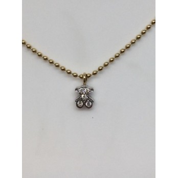 Colgante Tous en forma de osito en oro blanco y brillantes con cadena de oro 2