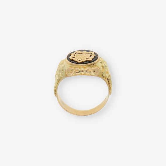 Anillo sello en oro 18kt con onix