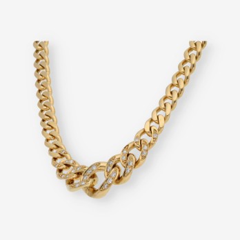 Gargantilla barbada 41.5cm en oro 18kt con brillantes 2