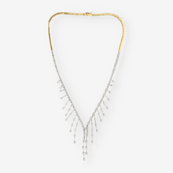 Collar en oro blanco y amarillo con cascada de brillantes