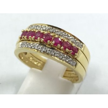 Anillo de oro y brillantes con centro intercambiable de rubÃ­es, esmeraldas o zafiros 2