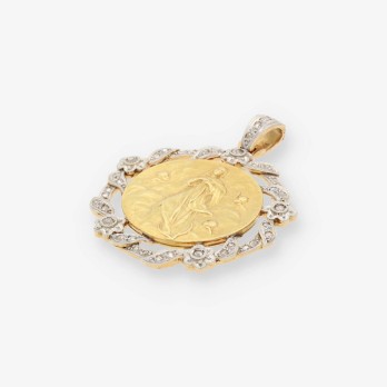 Medalla de la virgen  en oro 18kt 2