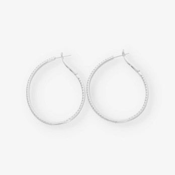 Pendientes aro en oro blanco 18kt con brillantes
