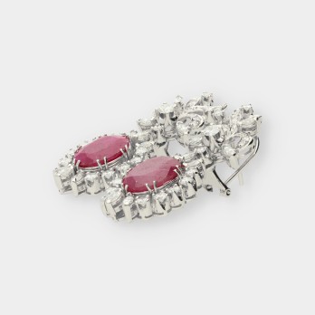 Pendientes en oro blanco 18kt con rubÃ­ y brillantes 2