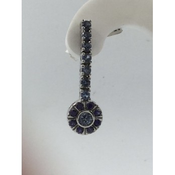 Pendientes en oro blanco con piedras de color 2