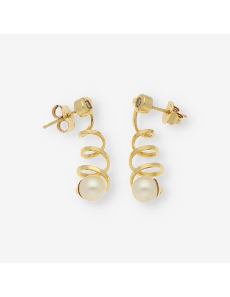 Pendientes largos en oro 18kt con brillante