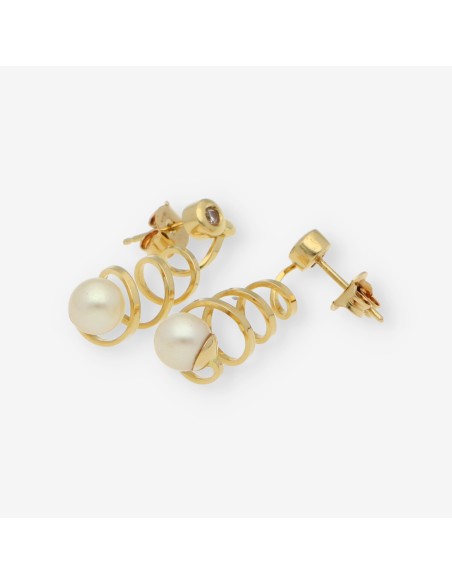 Pendientes largos en oro 18kt con brillante