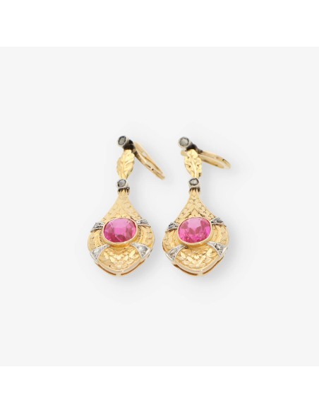 Pendientes largos vintage en oro 18kt