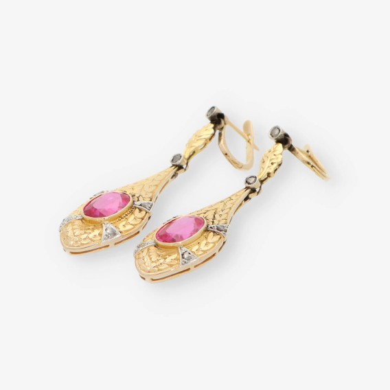 Pendientes largos vintage en oro 18kt