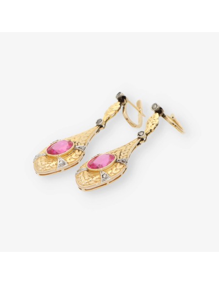 Pendientes largos vintage en oro 18kt