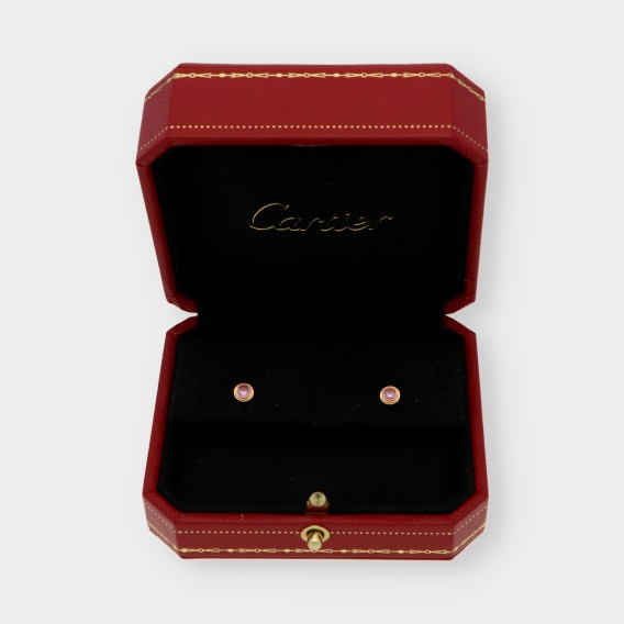 Pendientes Cartier en oro amarillo 18kt con zafiro rosa