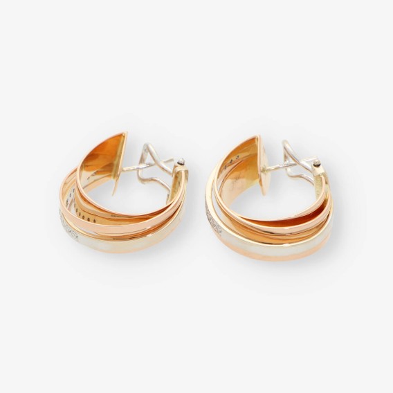 Pendientes aro en oro rosa 18kt y brillantes