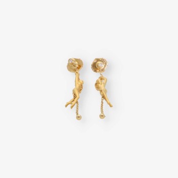 Pendientes carrera y carrera de mujer desnuda oro 18kt 2