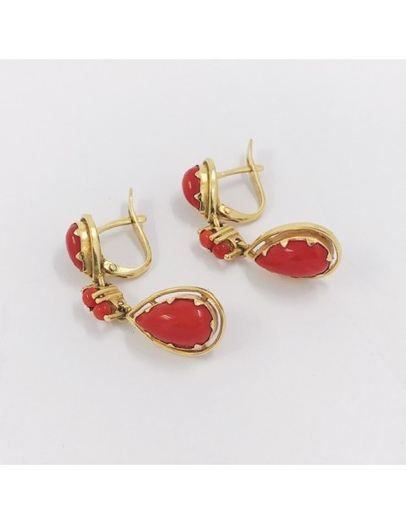 Pendientes largos vintage en oro 18kt