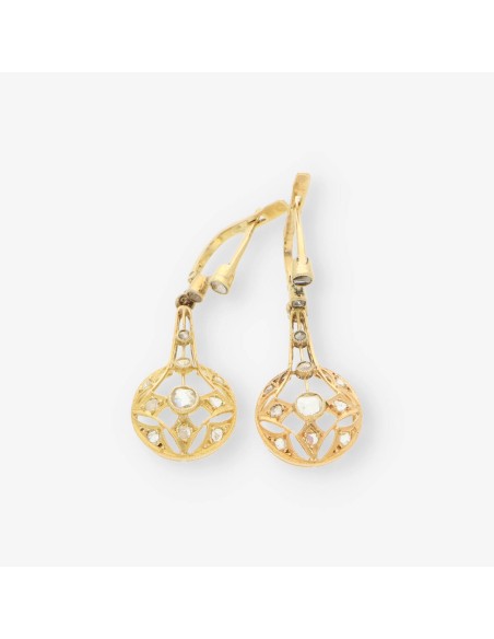 Pendientes vintage en oro 18kt con diamantes