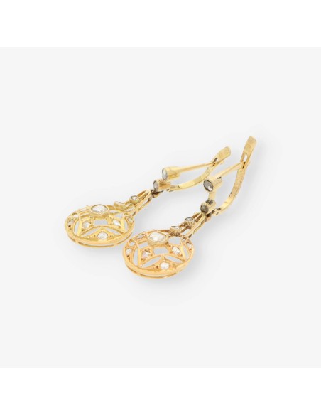 Pendientes vintage en oro 18kt con diamantes