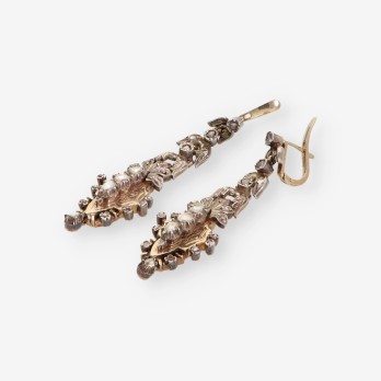 Pendientes vintage en oro 18kt con diamantes 2